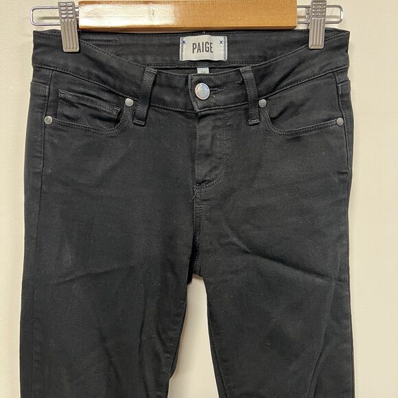 Paige Verdugo Ultra Skinny Jeans Size 24 Black Shadow Low Rise Casual Denim USA - Picture 2 of 14